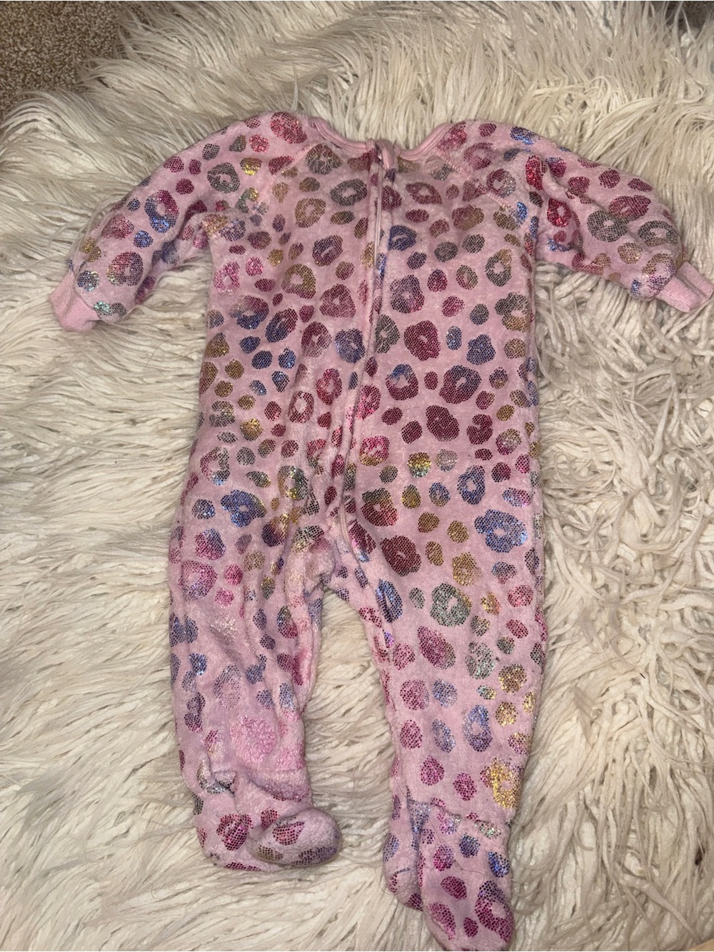 Pink Leopard Print Footed One-Piece - Cozy Fleece